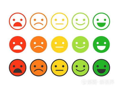 彩色平面图标的图释不同的情感情绪